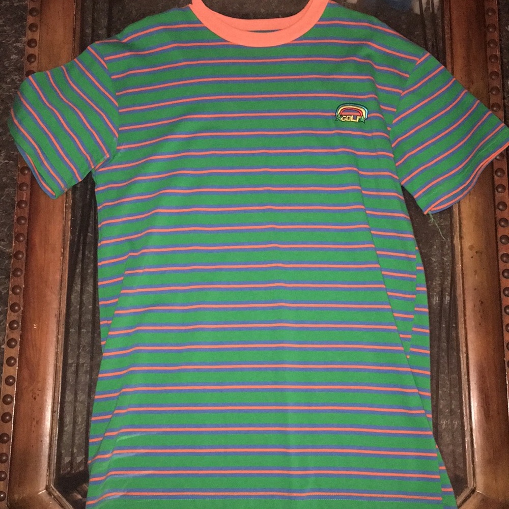 GOLF WANG striped shirt green blue orange Rainbow